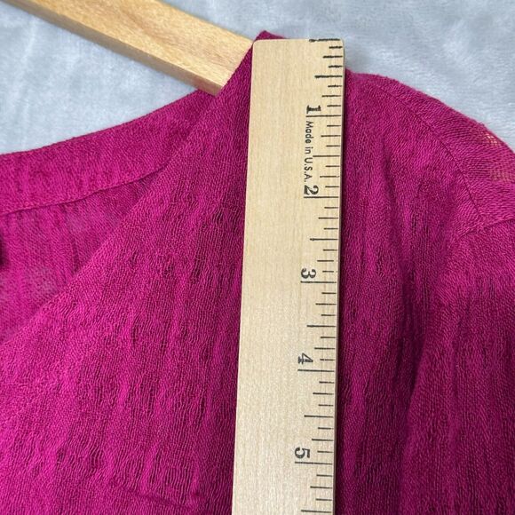 Soft Surroundings Top Womens Small Dark Pink Linen Cotton Gauzy Blend V Neck - Picture 9 of 10